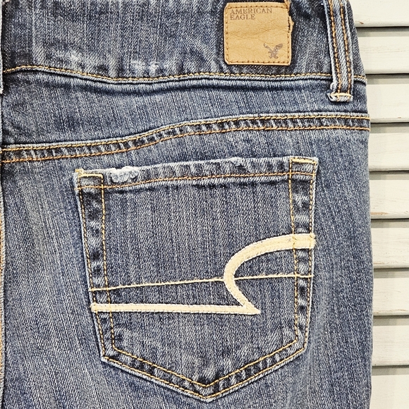 VINTAGE AMERICAN EAGLE Womens 6 Regular Artist Flare Denim Stretch Y2K Jeans EUC - Picture 6 of 8